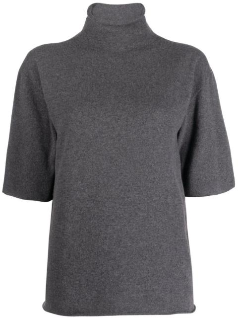 short-sleeved roll-neck knitted top