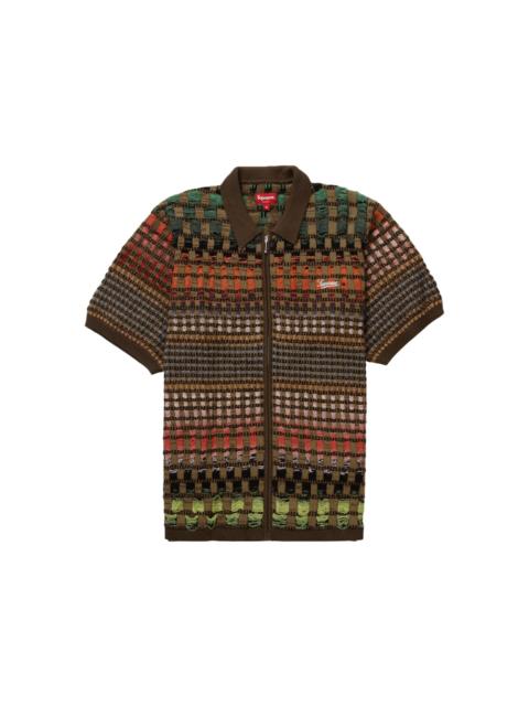 Supreme Supreme Abstract Textured Zip Up Polo Black | REVERSIBLE