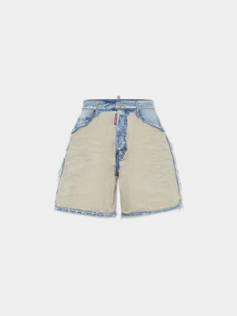 SUPER RIPPED MIXED BOXER JEAN SHORTS