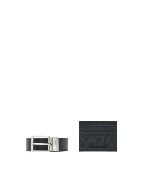 EMPORIO ARMANI leather belt cardholder set (set of two)