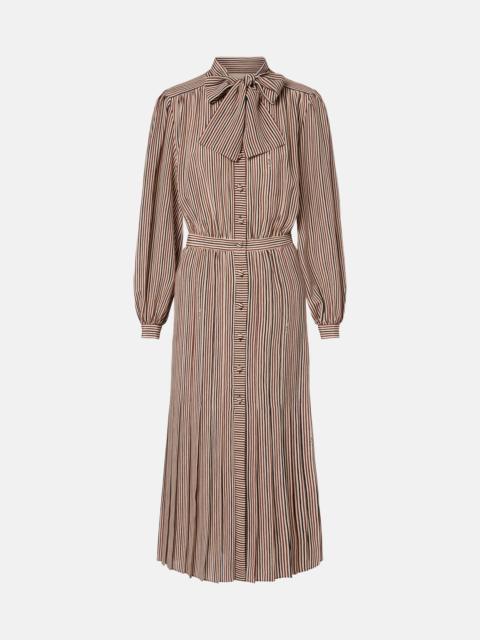 Valentino Striped tie-neck silk midi dress