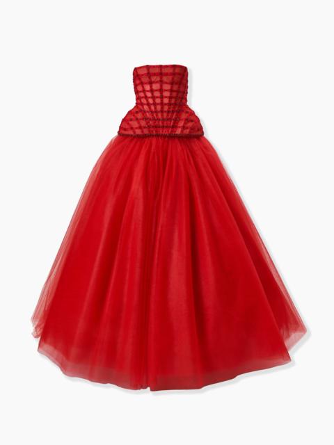 CAROLINA HERRERA Crystal-Embroidered Strapless Gown