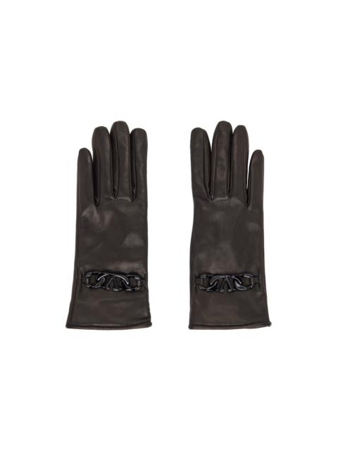 Black VLogo Chain Gloves