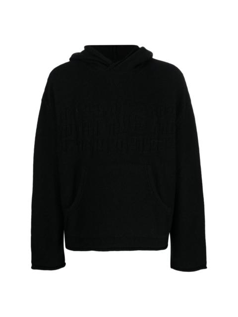 number-motif knitted hoodie