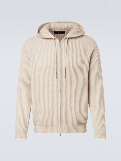 arch4 Hooded ribbed-knit cashmere zip-up cardigan