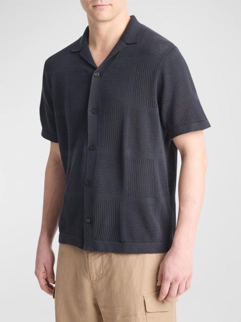 Vince Men's Patchwork Pointelle Camp Shirt