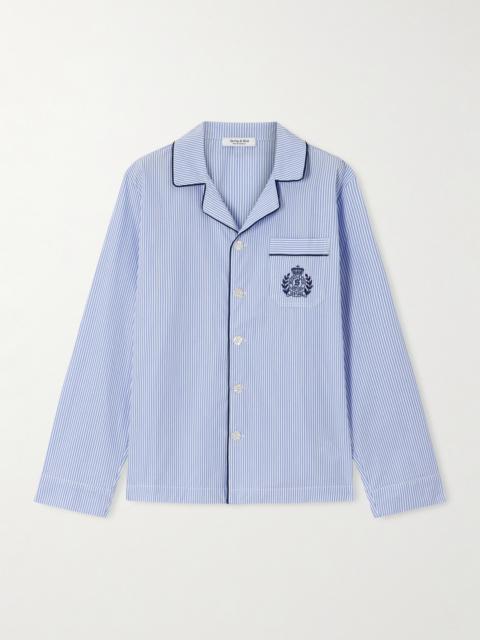 Sporty & Rich Embroidered Striped Cotton-poplin Pajama Shirt