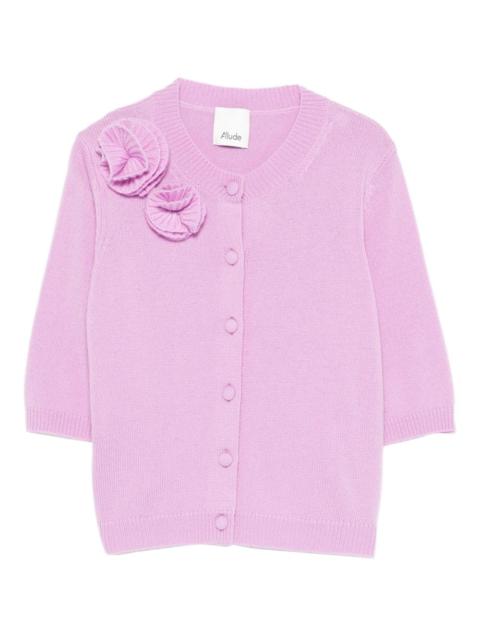 Allude flower-embellishment button-fastening cardigan