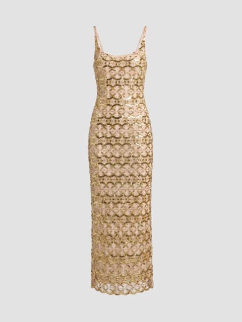 MAC DUGGAL Women's Beaded Column Cocktail Dress - Beige Gold