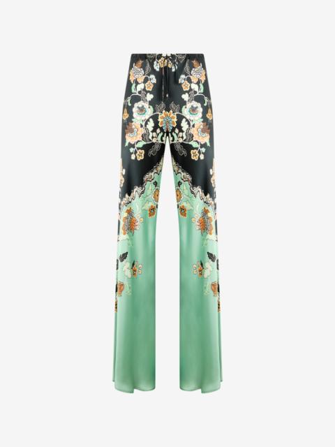 Roberto Cavalli Silk Pants With Kimono Print