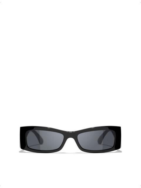 CHANEL CH5566 Rectangle-Frame Acetate Sunglasses
