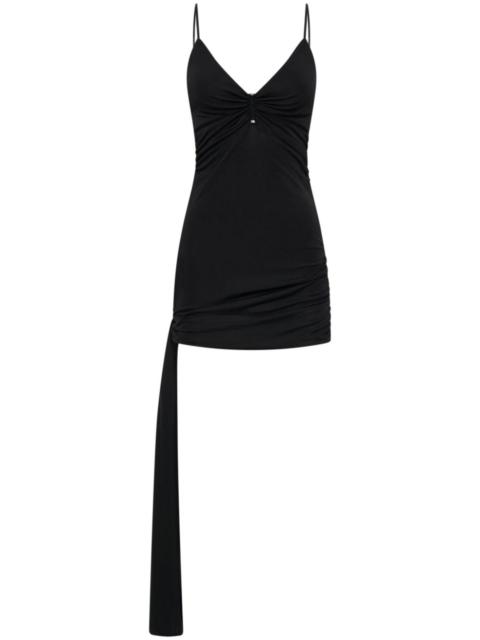 Black Gathered Cut-Out Mini Dress