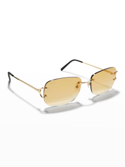 Cartier Men's Rimless Metal Sunglasses