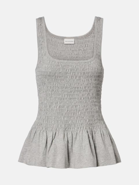 Dries Van Noten Smocked cotton peplum top