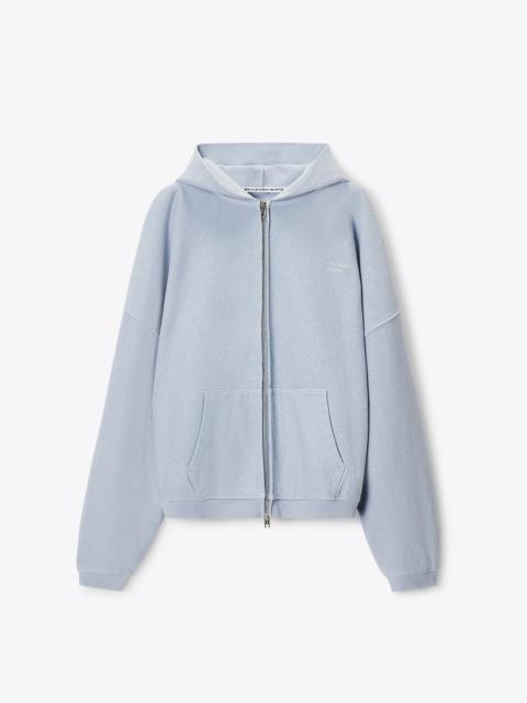 Alexander Wang crystal hotfix oversized zip-up hoodie