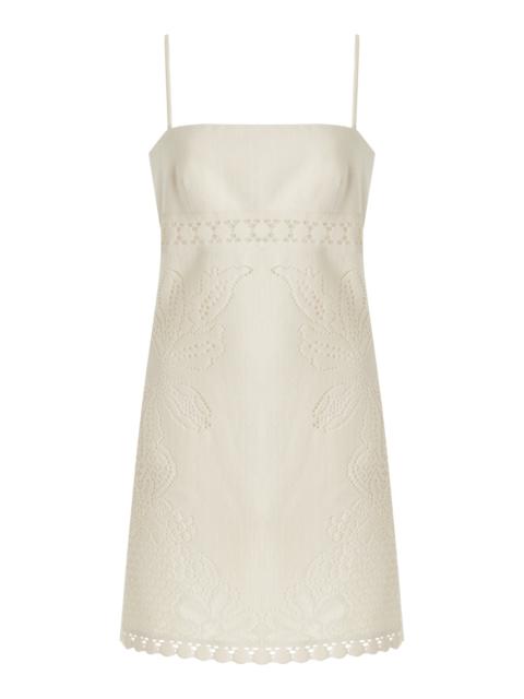 Crotchet Cotton-Blend Mini Dress ivory
