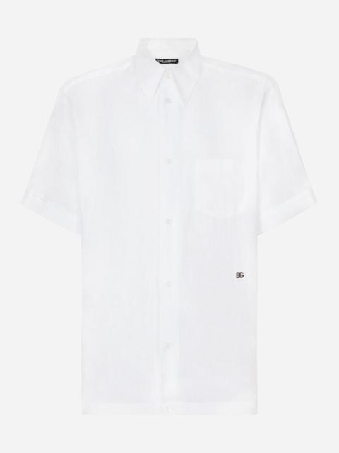 Dolce & Gabbana Linen Hawaiian shirt with DG hardware