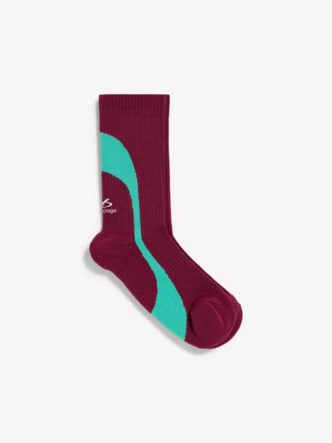BALENCIAGA Men's Techwear Technical Socks in Burgundy/aqua