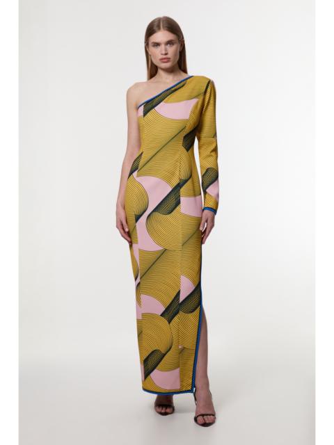 KAREN MILLEN Amelia Graham Printed Cady One Shoulder Maxi Dress