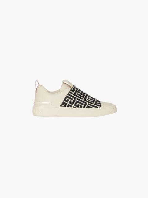 Balmain White leather B-Court sneakers with bicolor jacquard bands