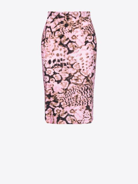 CALF-LENGTH SKIRT WITH SCANNER CORAL PRINT