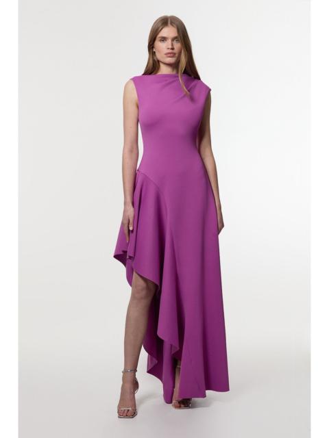 KAREN MILLEN Scuba Drama Ruffle Hem Woven Maxi Dress