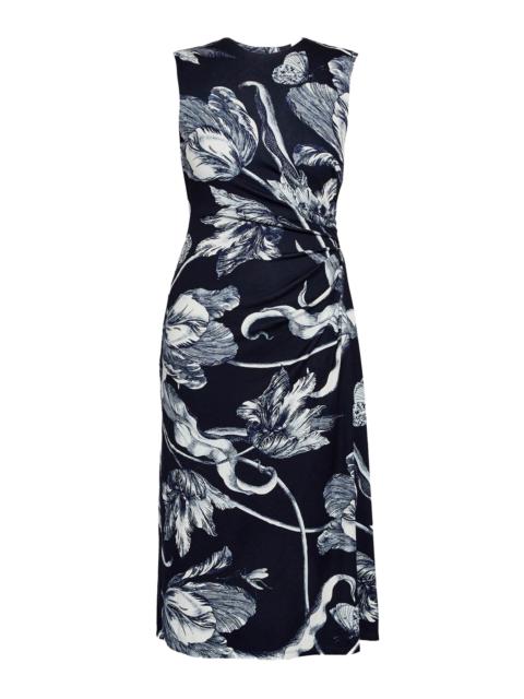 Erdem Sleevess Draped Midi Dress navy