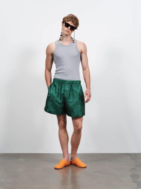 JW Anderson MENS DAMASK WOVEN SHORTS IN EMERALD