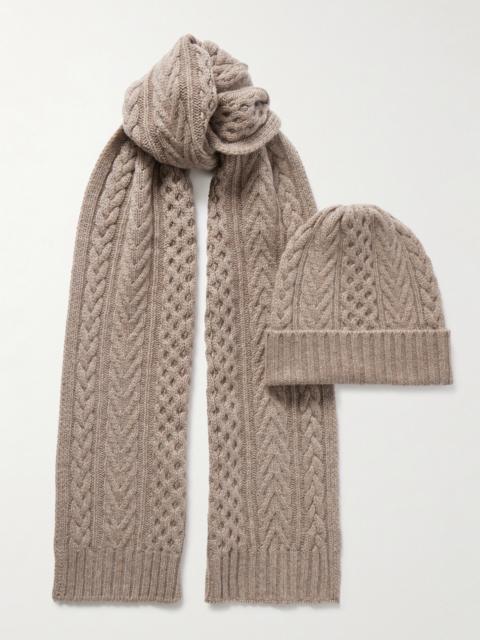 Johnstons of Elgin Cable-knit Cashmere Beanie And Scarf Set