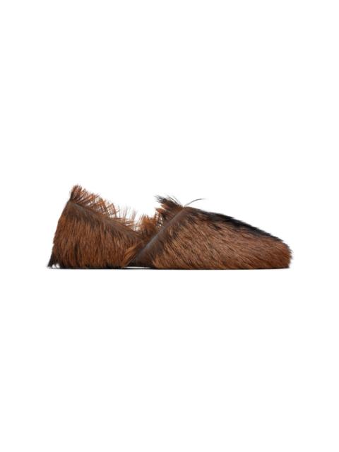 Lemaire Brown Long-Hair Leather Slipper Loafers