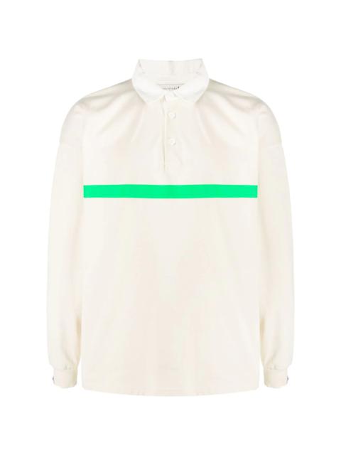 contrast-stripe long-sleeve polo shirt