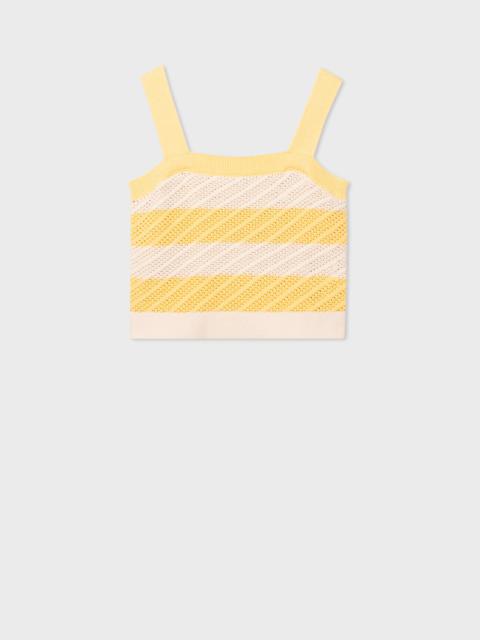 Paul Smith Ecru and Lemon Stripe Crochet Vest Top