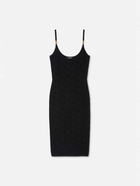 VERSACE Medusa La Greca Knit Midi Dress