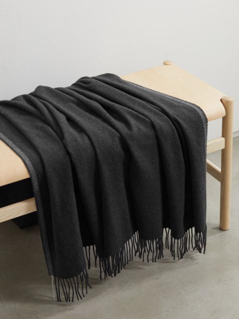 Brunello Cucinelli Fringed two-tone cashmere travel blanket Charcoal