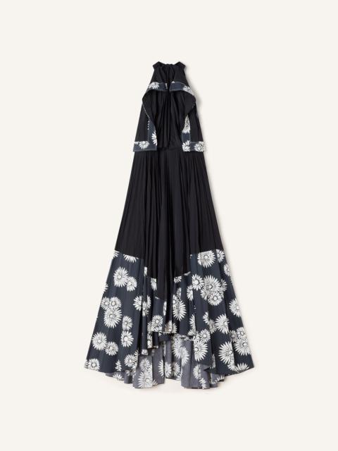Lanvin PLEATED DRESS IN CHARMEUSE AND PRINTED COTTON