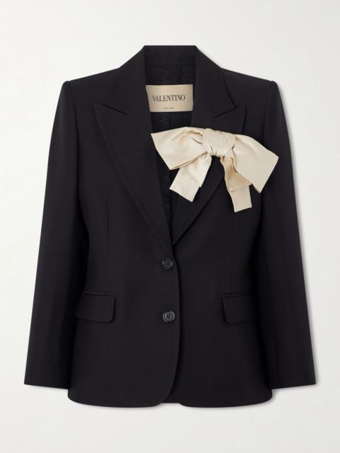 Valentino Bow-embellished wool and silk-blend crepe blazer Black