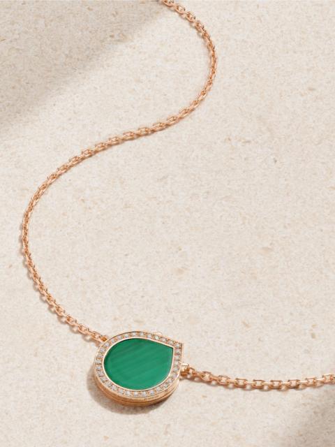 REPOSSI Antifer 18-karat rose gold, malachite and diamond necklace Green