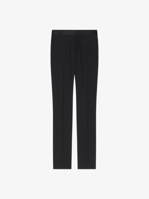 SLIM FIT TAILORED PANTS IN WOOL WITH SATIN