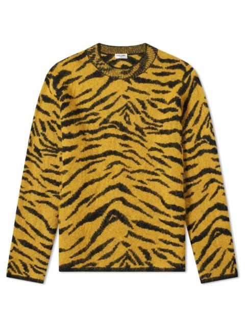 SAINT LAURENT Saint Laurent Zebra Jacquard Knit Crew