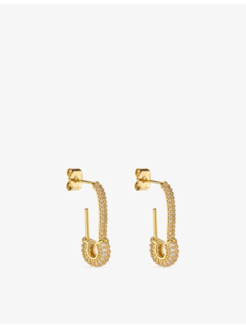 CRYSTAL HAZE Pin Up Small 18ct Yellow Gold-Plated Brass and Cubic Zirconia Drop Earrings