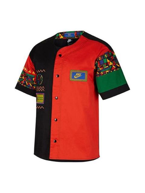 Nike Nike Geometry Pattern Splicing Design Short Sleeve Jacket Black CU4206-010