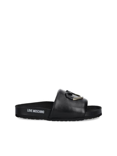 Moschino logo-print leather slides