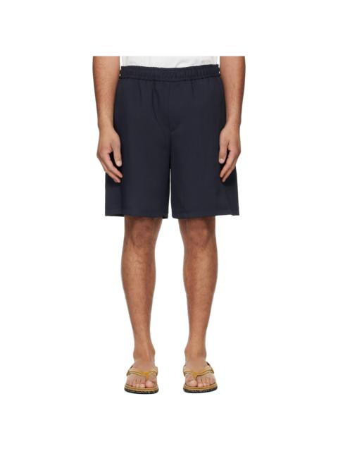 Wooyoungmi Navy Embroidered Logo Twill Shorts