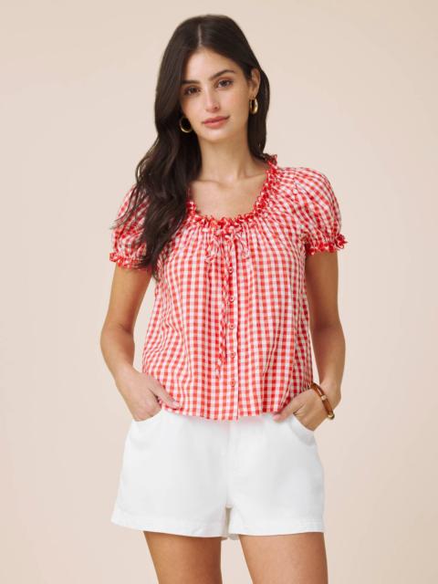 Splendid Gigi Gingham Puff Sleeve Top