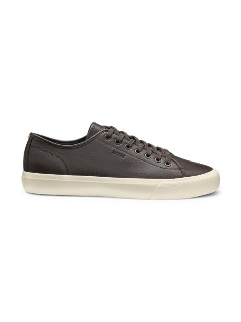 BOSS LOW-TOP TRAINERS IN GRAINED FAUX LEATHER