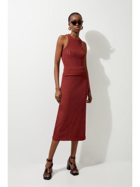 KAREN MILLEN Open Stitch Detail Knit Midi Skirt