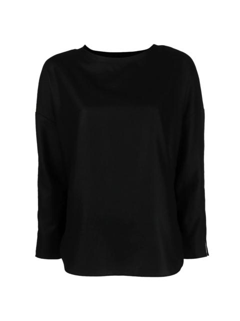 wide-neck long-sleeved blouse