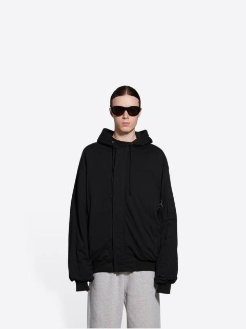パーカー・フーディ [Balenciaga] Patched cotton poplin and fleece jacket - Black Patched cotton poplin and fleece jacket in black