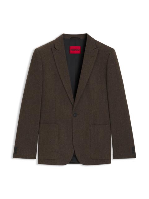 HUGO EXTRA-SLIM-FIT BLAZER IN HERRINGBONE CLOTH