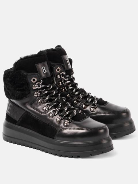 BOGNER Shearling-trimmed leather boots